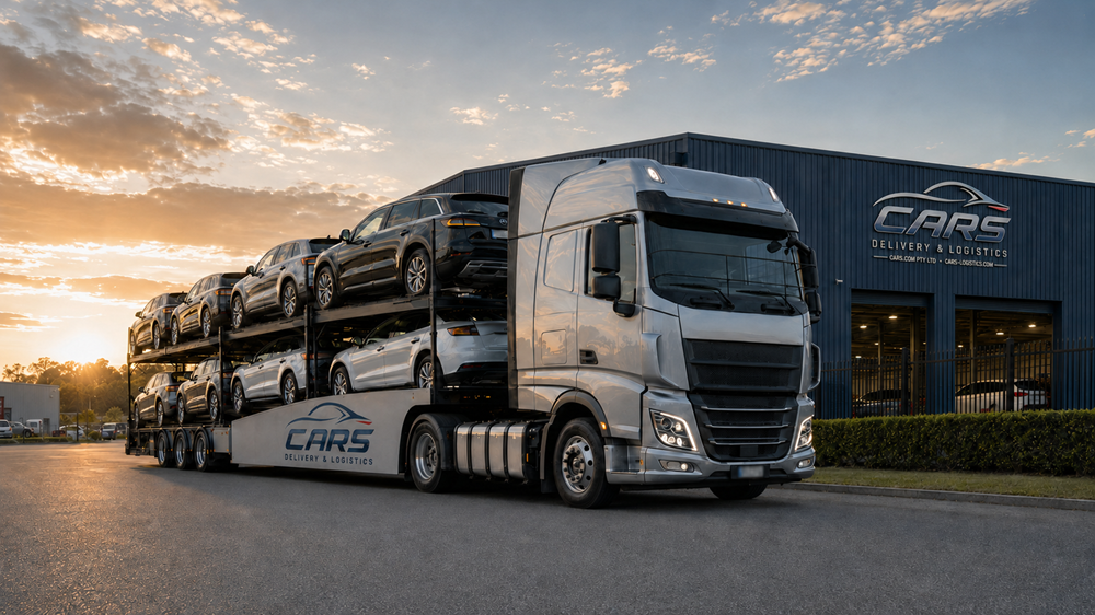 cars-logistics-au.com car carrier truck loaded with vehicles at sunrise